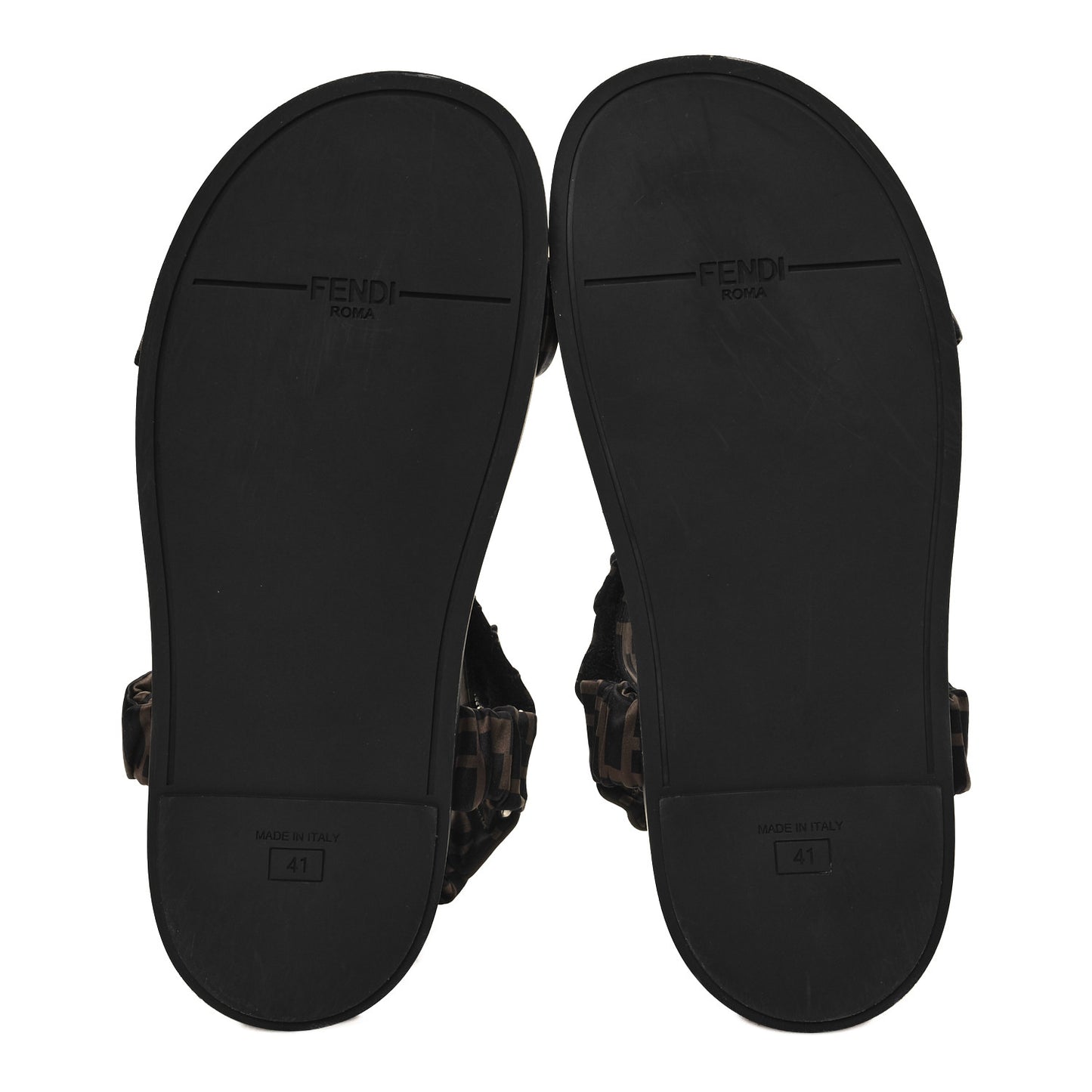 Satin FF Ruched Sandals 41 Tobacco Black