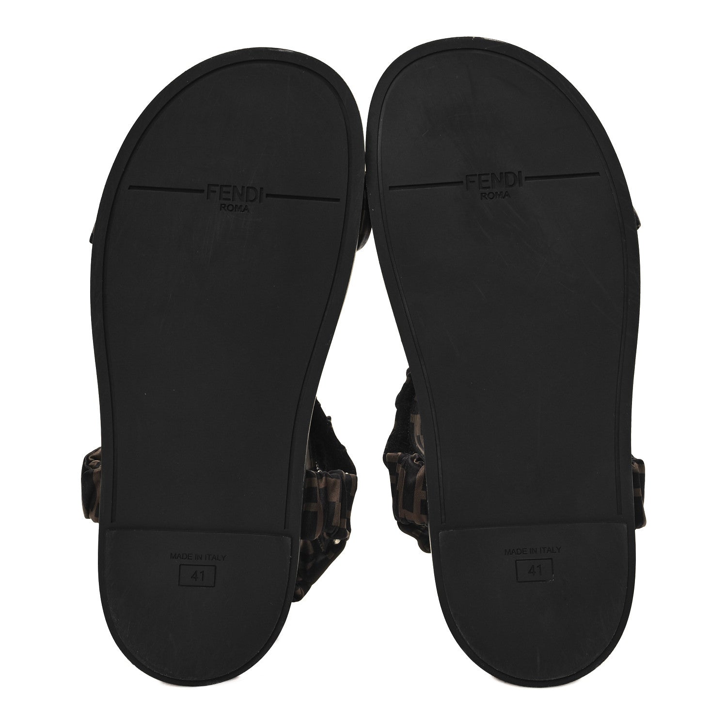Fendi Satin FF Ruched Sandals 41 Tobacco Black 5 of 8
