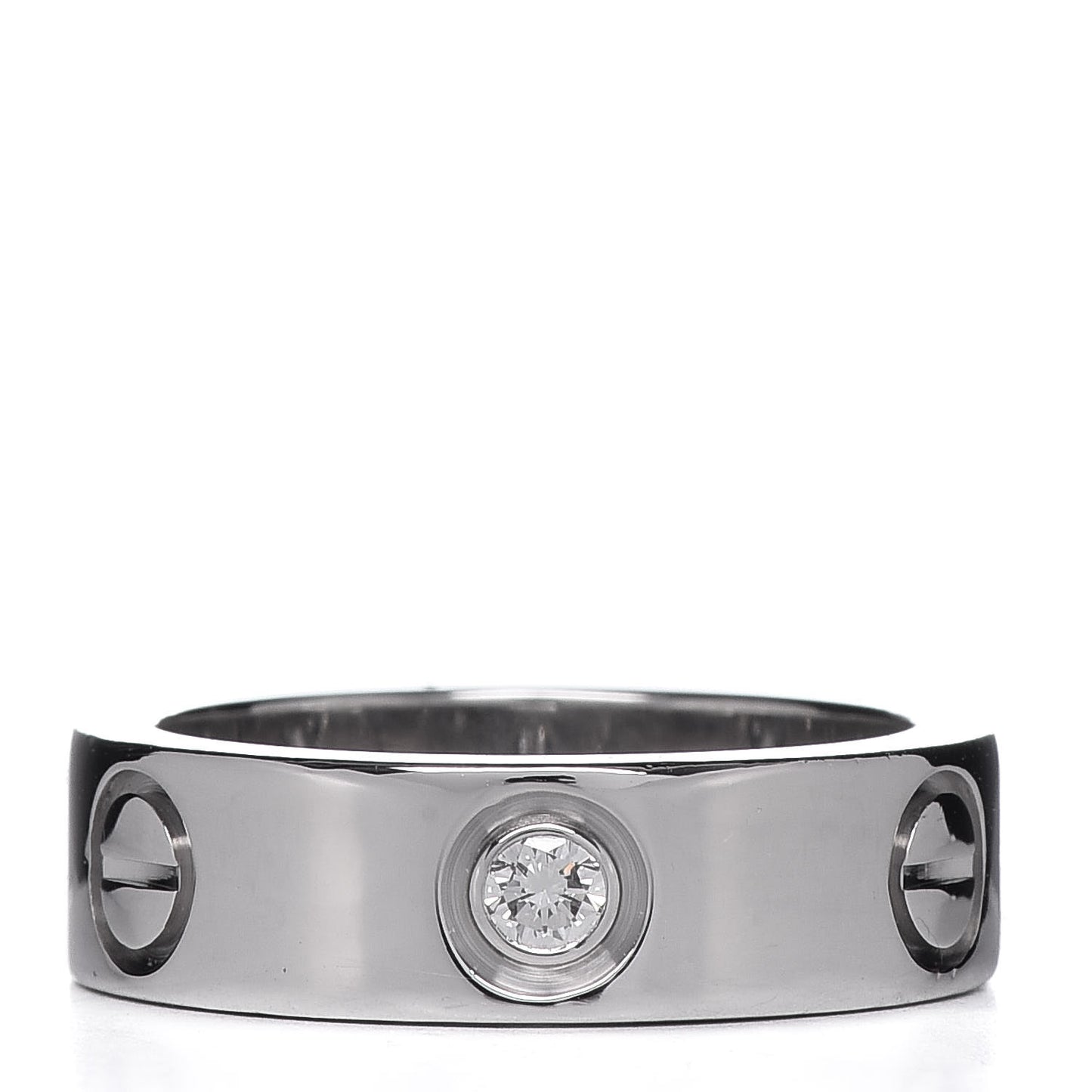 18K White Gold 3 Diamond 5.5mm LOVE Ring 49 4.75