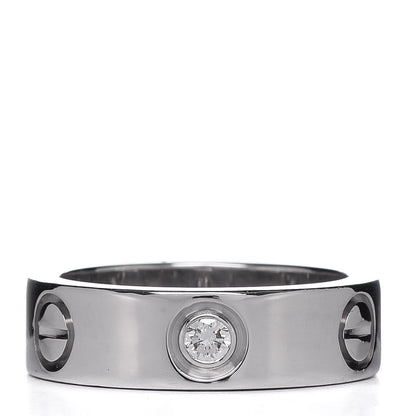 Cartier 18K White Gold 3 Diamond 5.5mm LOVE Ring 49 4.75 1 of 5