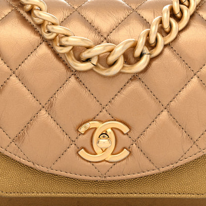 Chanel Metallic Lambskin Caviar Quilted Chain Handle Flap Bronze 8 of 12