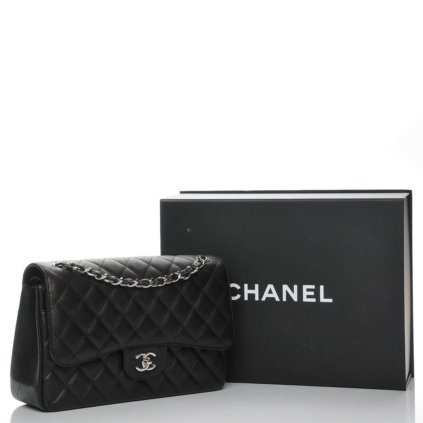 Caviar Quilted Jumbo Double Flap Black