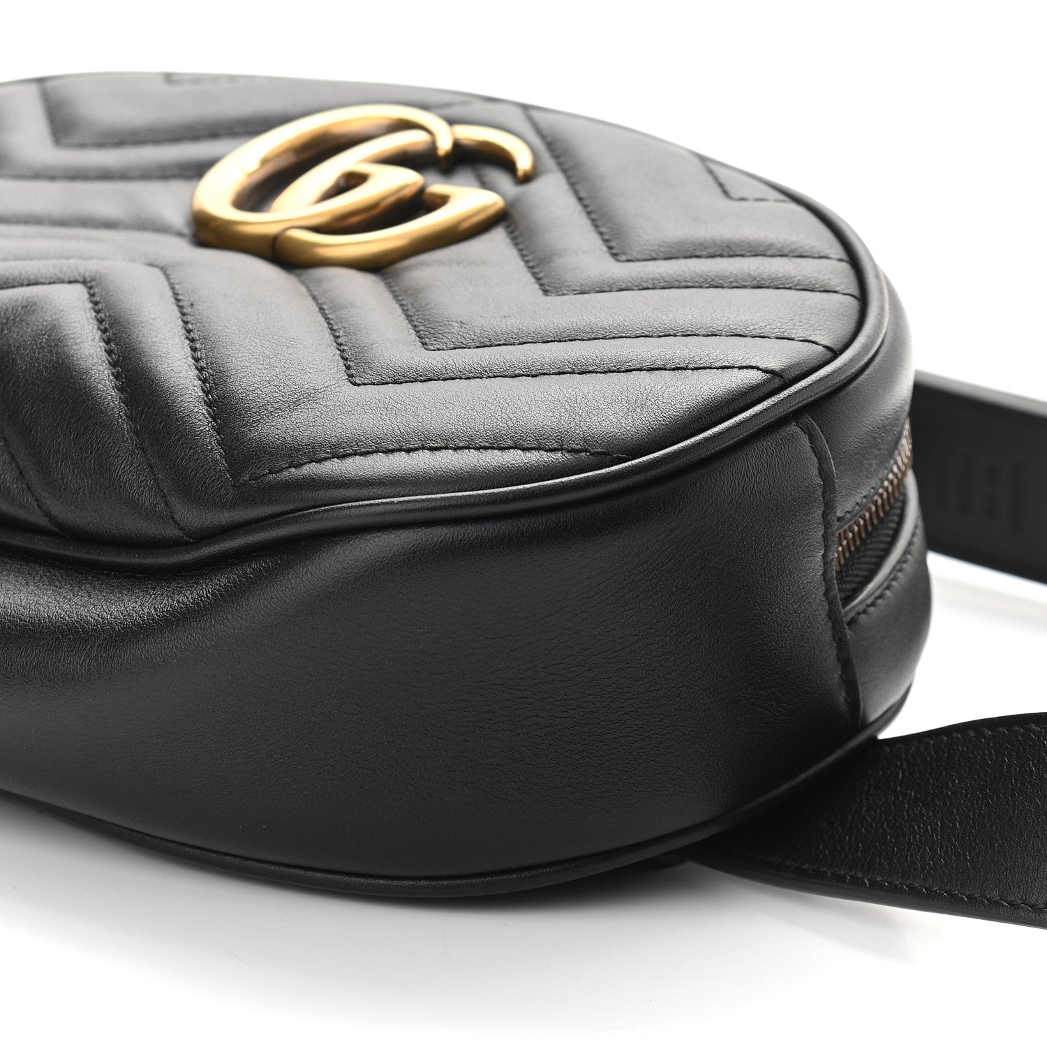 Gucci Calfskin Matelasse GG Marmont Belt Bag 85 34 Black 9 of 9