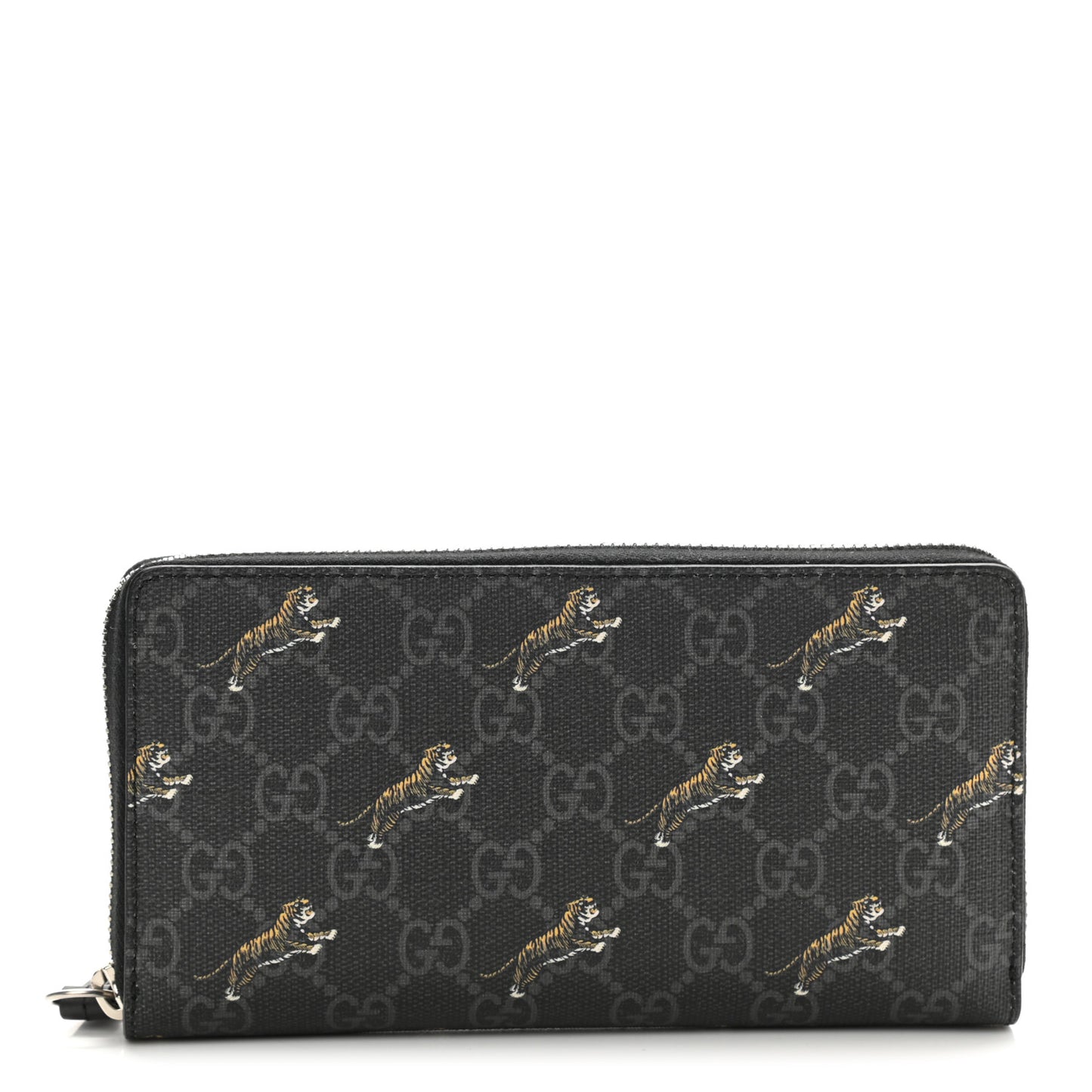 GG Supreme Monogram Tigers Zip Around Wallet Black Multicolor