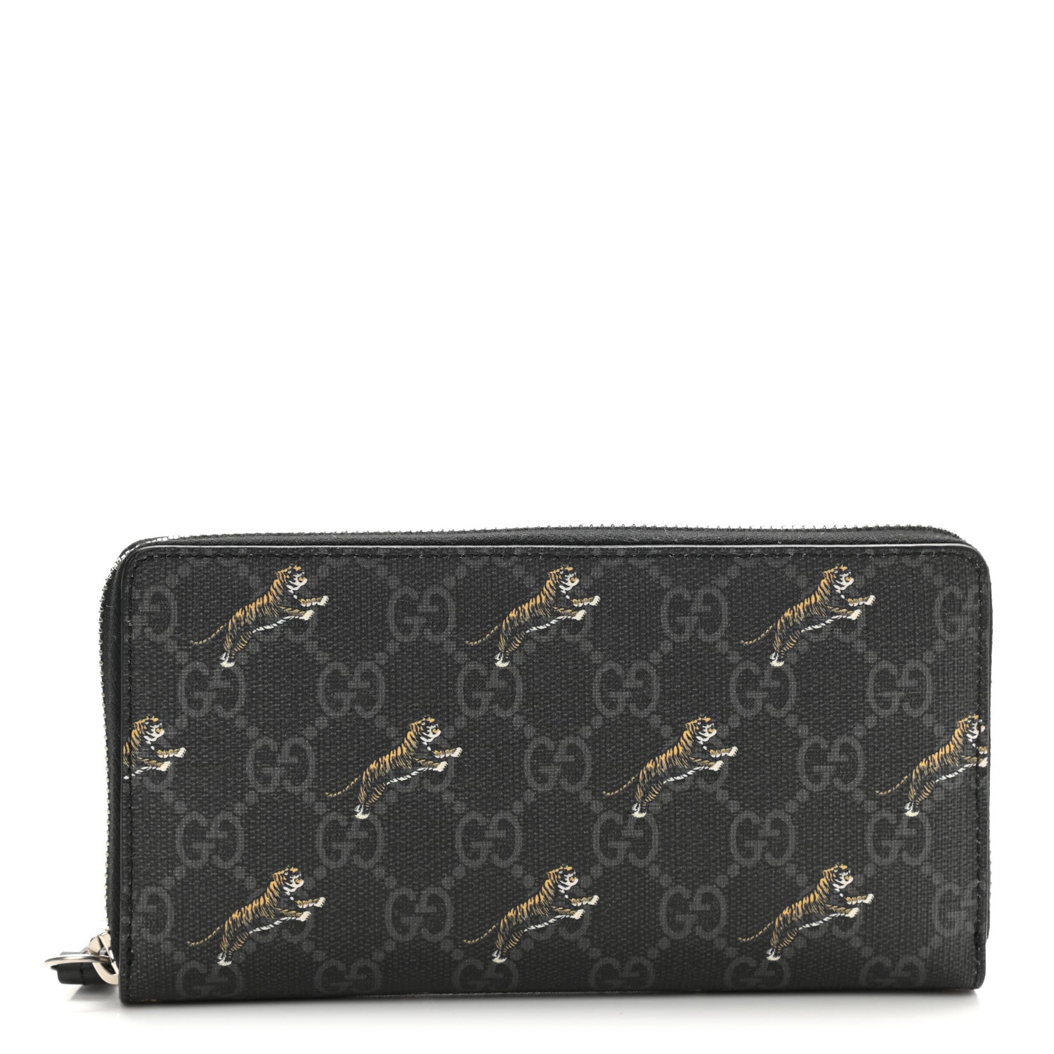Gucci GG Supreme Monogram Tigers Zip Around Wallet Black Multicolor 1 of 7