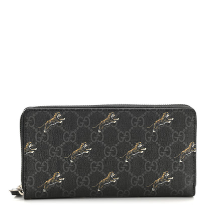 Gucci GG Supreme Monogram Tigers Zip Around Wallet Black Multicolor 1 of 7