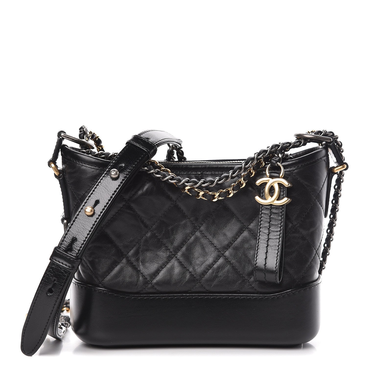 Chanel Aged Calfskin Quilted Small Gabrielle Hobo Black 1 of 11