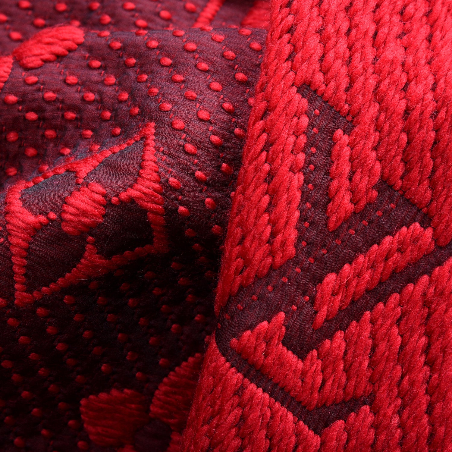 Louis Vuitton Wool Silk Logomania Scarf Rubis 4 of 4