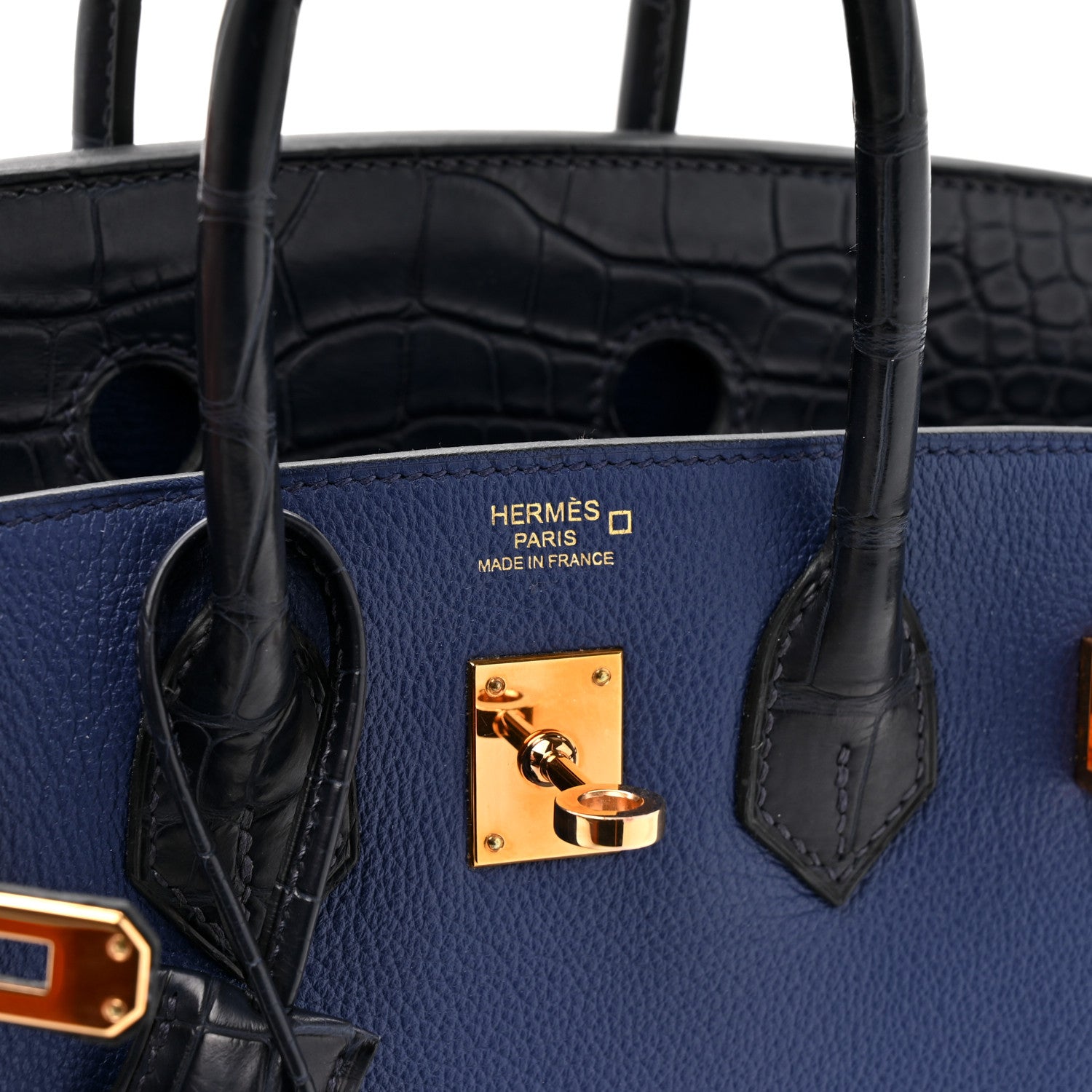 Hermes Taurillon Novillo Matte Alligator Birkin Touch 25 Bleu Saphir Bleu Marine 6 of 13