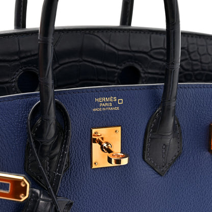 Hermes Taurillon Novillo Matte Alligator Birkin Touch 25 Bleu Saphir Bleu Marine 6 of 13