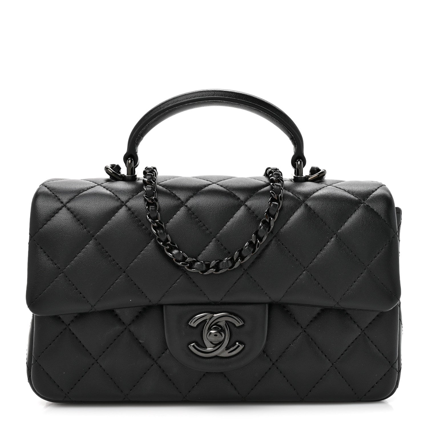 Chanel Lambskin Quilted Mini Top Handle Rectangular Flap So Black 1 of 11