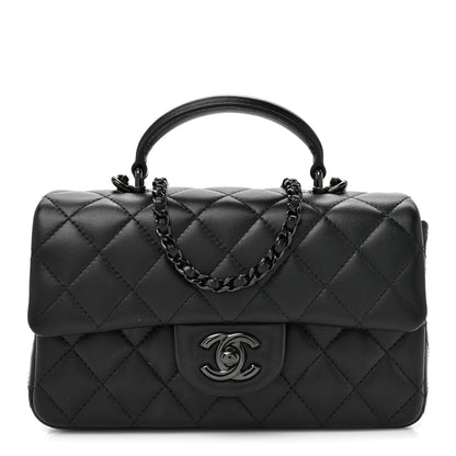 Chanel Lambskin Quilted Mini Top Handle Rectangular Flap So Black 1 of 11