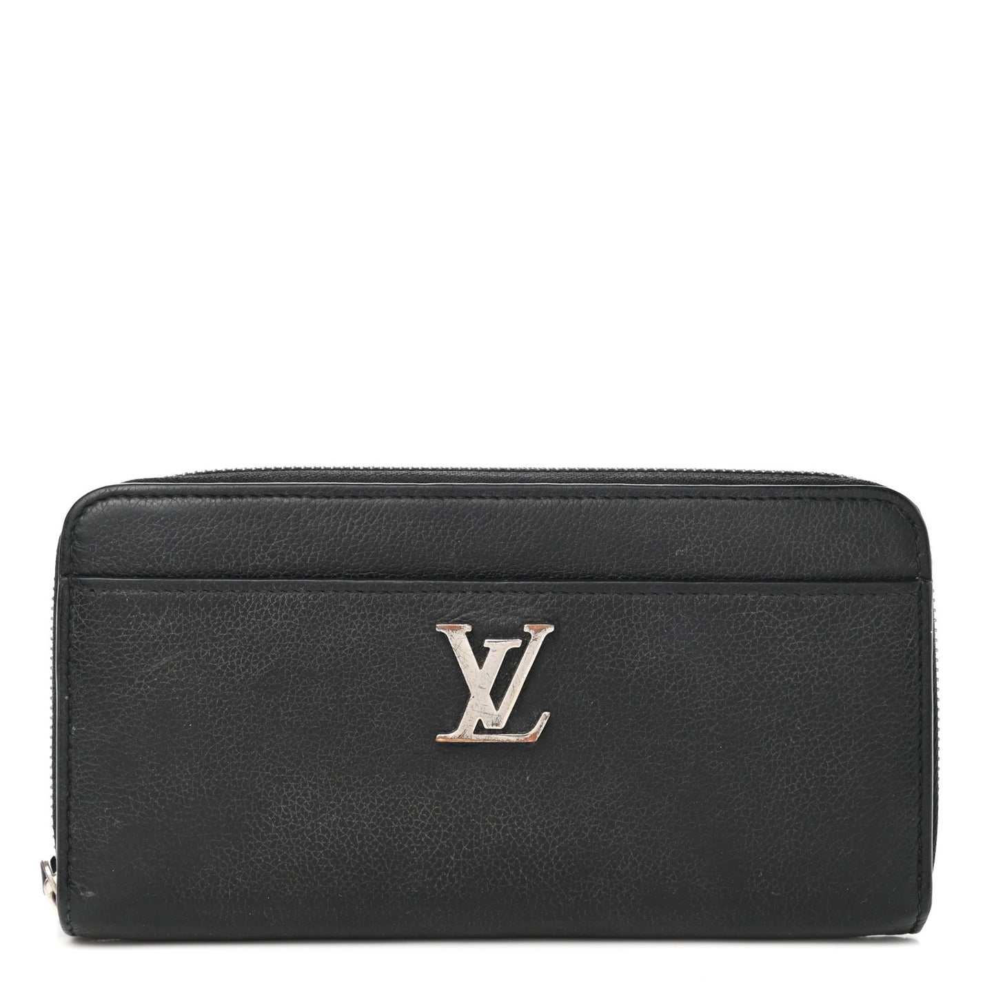 Calfskin Zippy Lockme Wallet Black