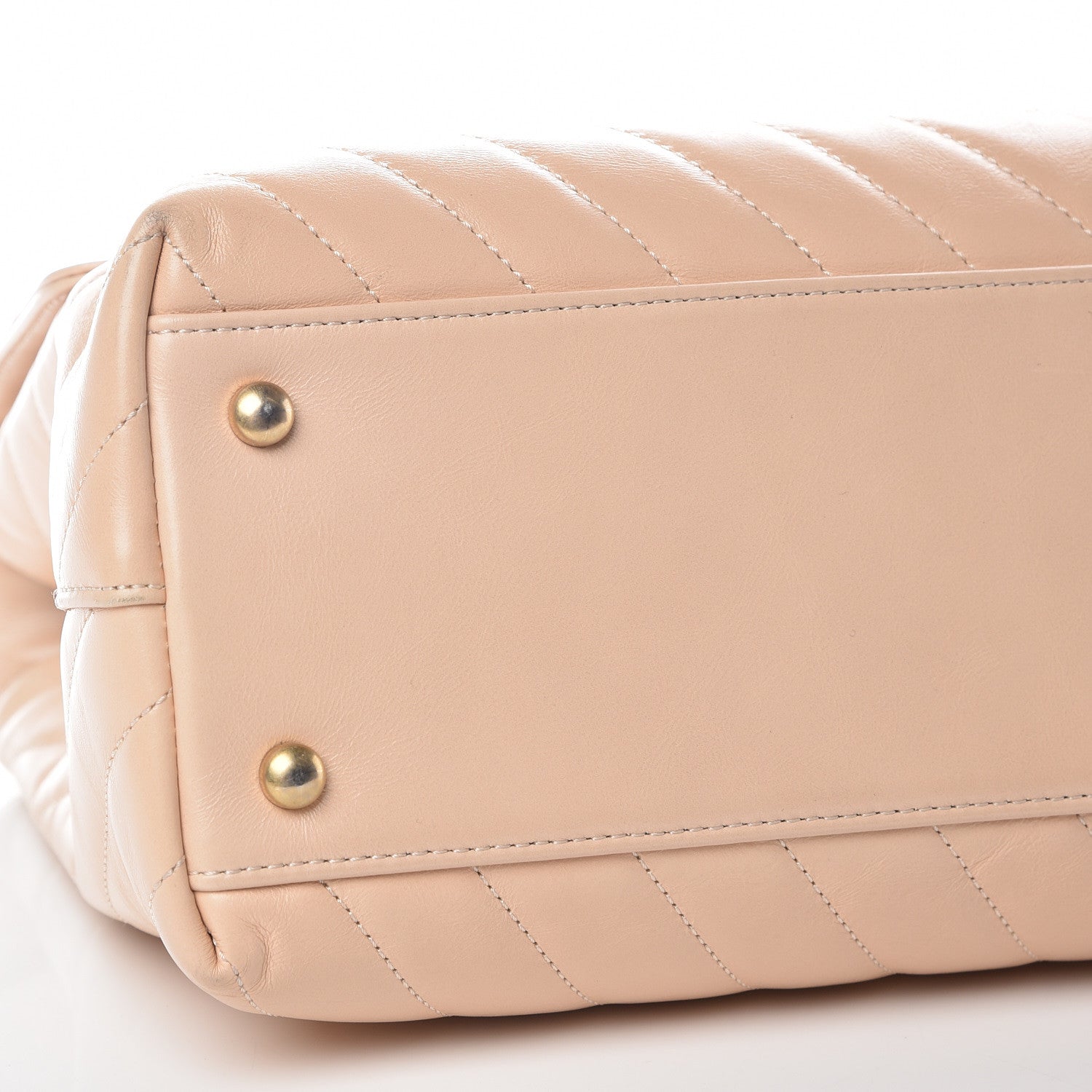 Chanel Calfskin Chevron Quilted Large Coco Handle Flap Light Beige 11 of 13