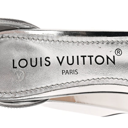 Louis Vuitton LOUIS VUITTON Metallic Calfskin Fame Platform Sandal 38.5 Argent 6 of 11