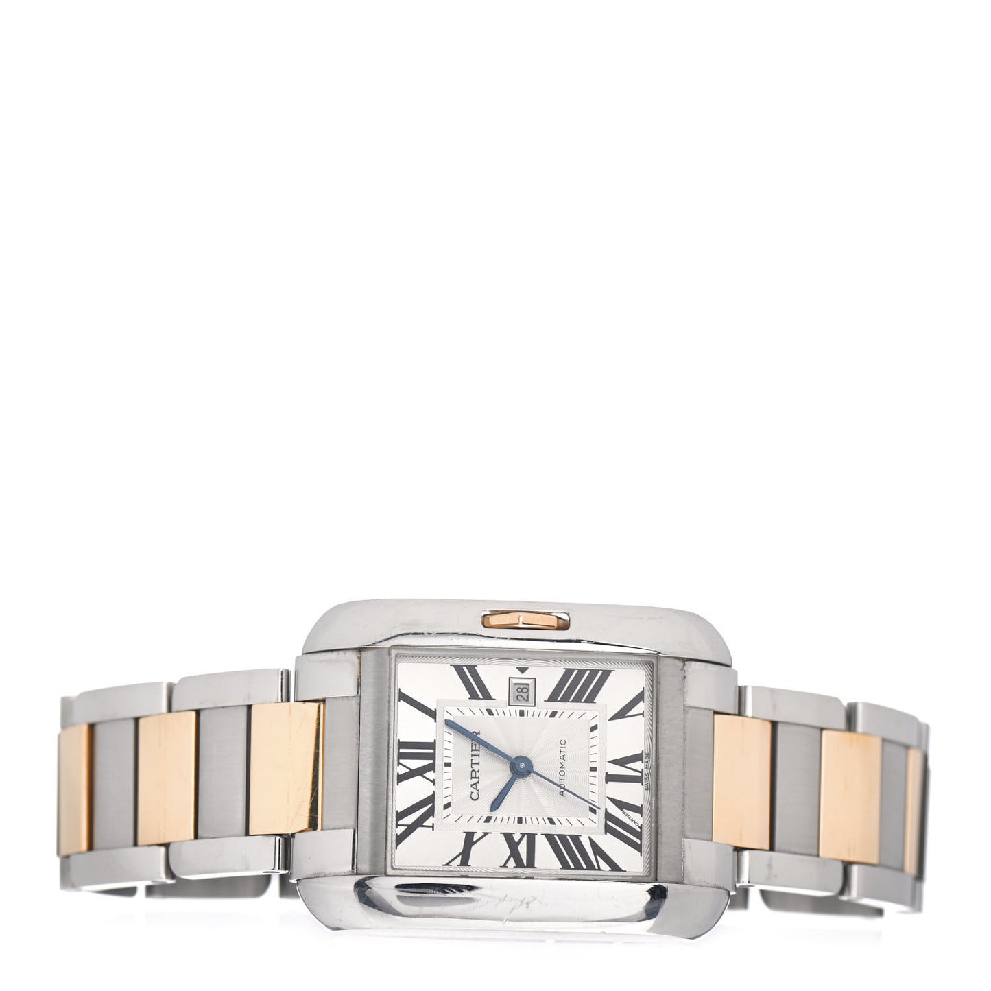 Stainless Steel 18K Pink Gold 30mm Tank Anglaise Quartz Watch
