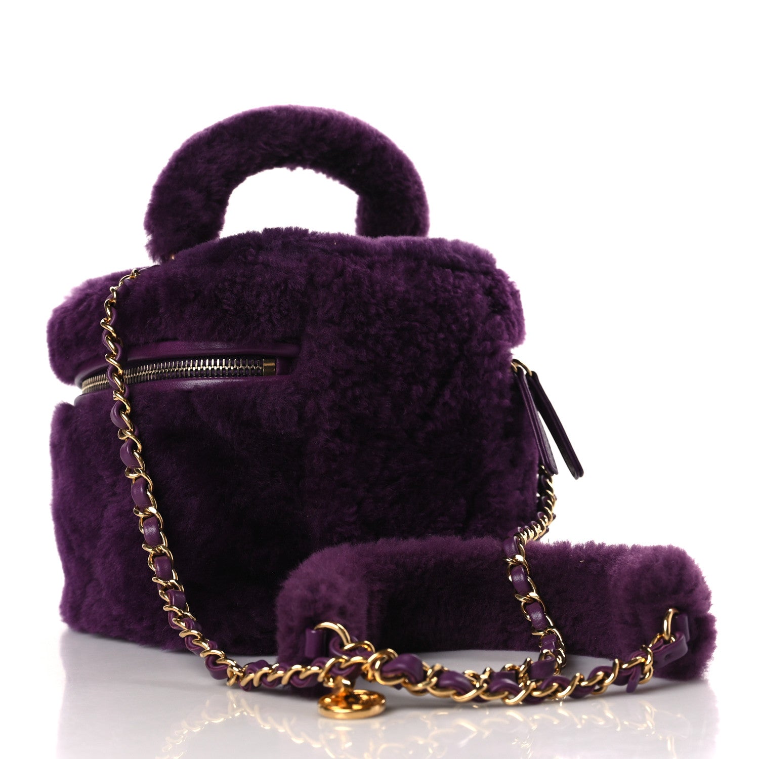 Chanel Shearling Lambskin Quilted Small Vanity Case Purple 3 of 9