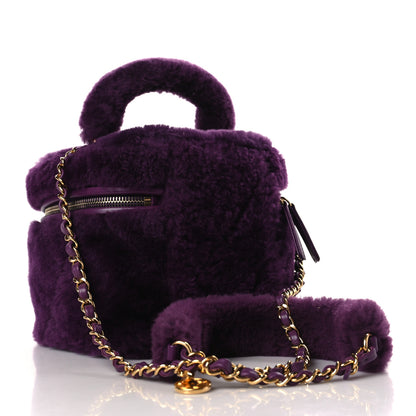 Chanel Shearling Lambskin Quilted Small Vanity Case Purple 3 of 9