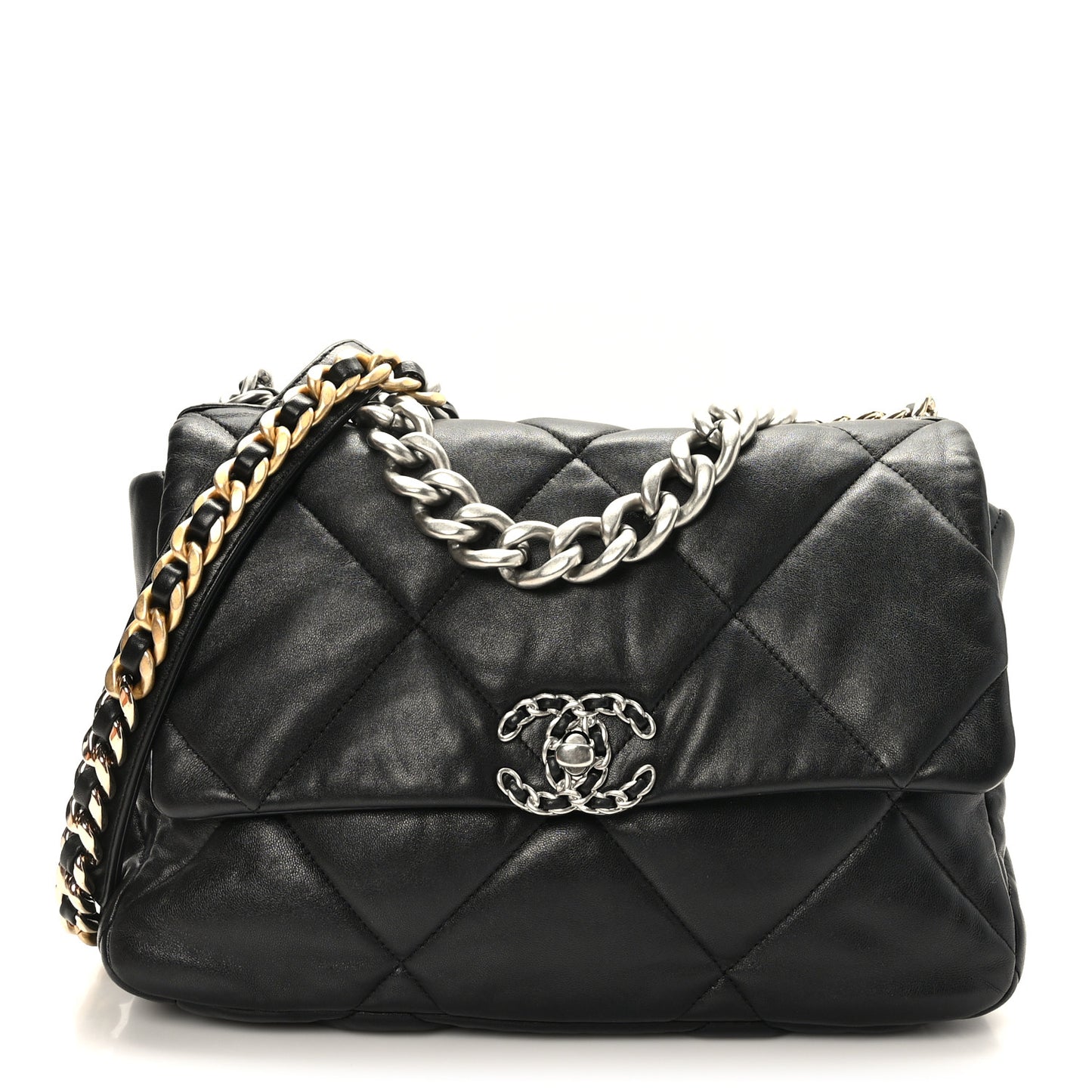 Lambskin Quilted Large Chanel 19 Flap Black