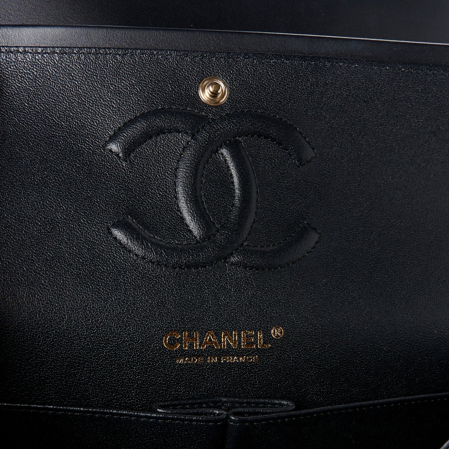 Patent Quilted Medium Double Flap Black