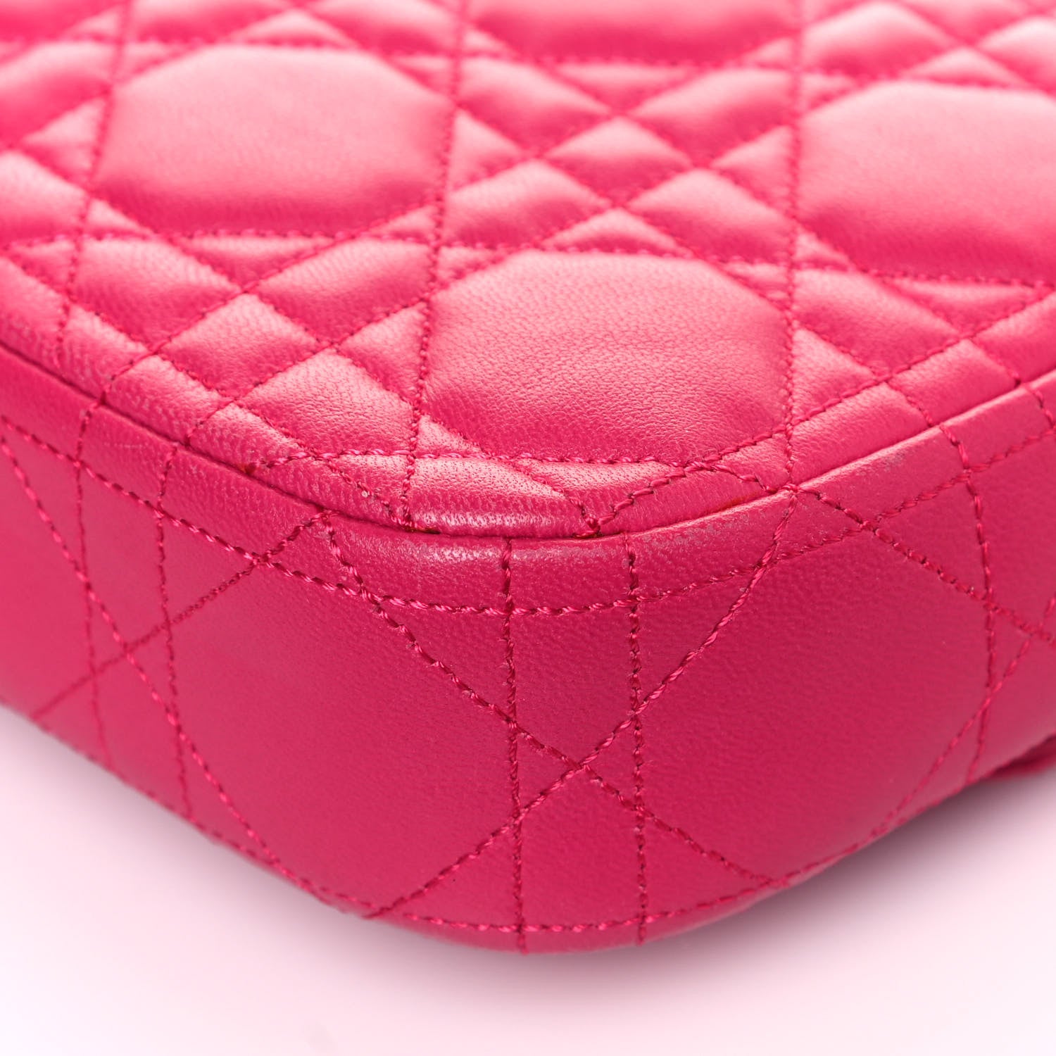 Christian Dior Lambskin Cannage Miss Dior Promenade Pouch Fuchsia 10 of 14