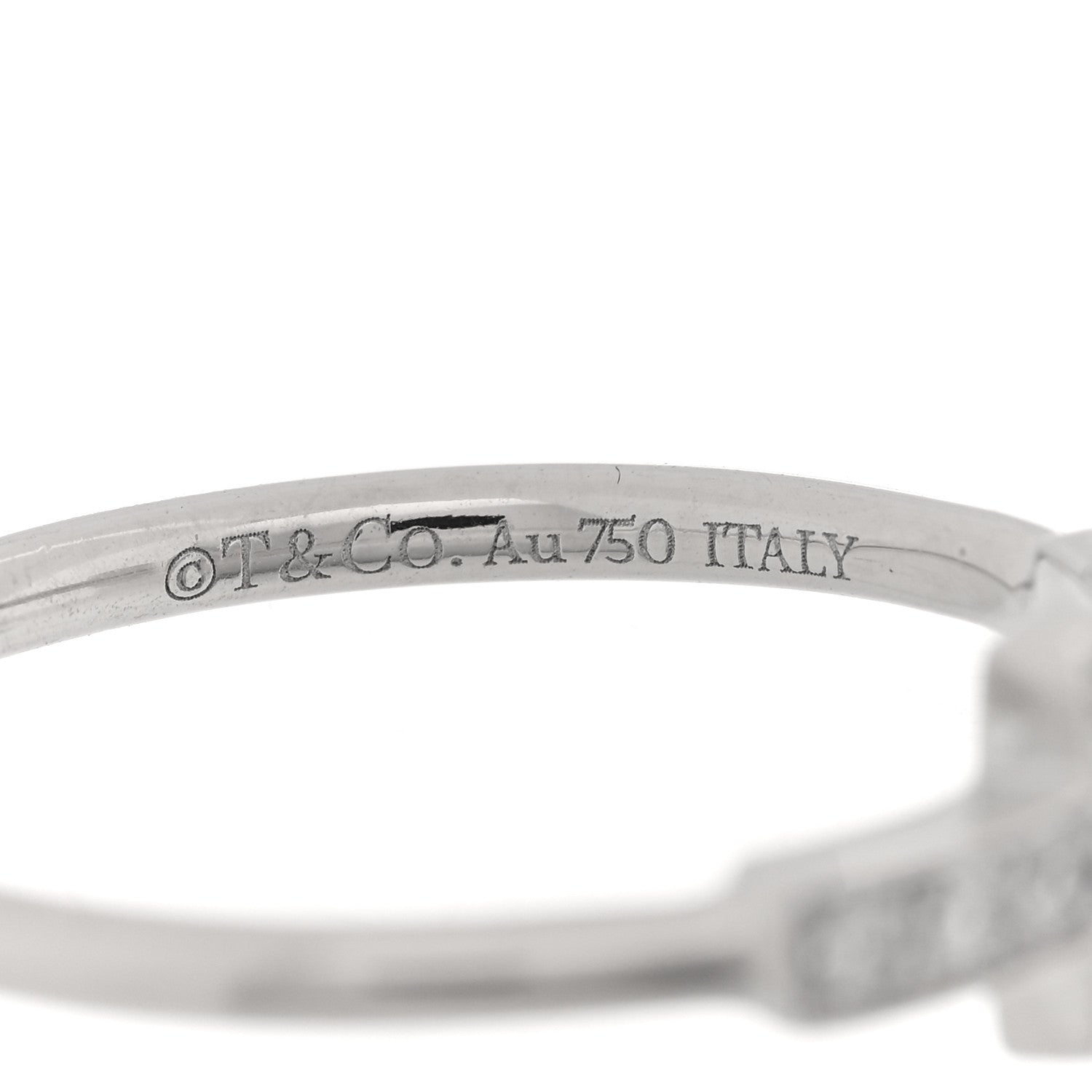 Tiffany 18K White Gold Diamond T Wire Ring 54 7 4 of 4