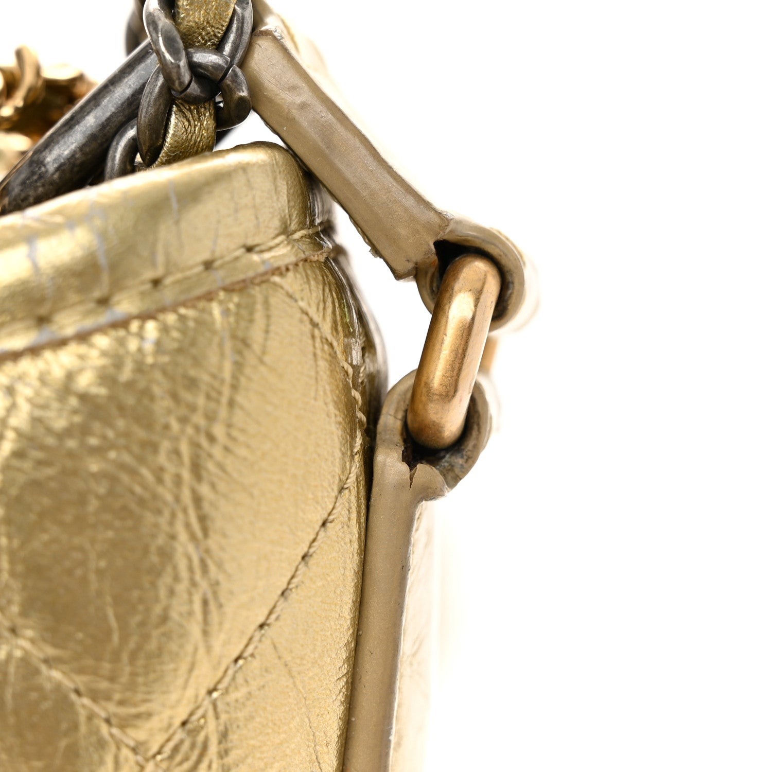 Chanel Metallic Aged Calfskin Quilted Small Gabrielle Hobo Gold 12 of 12