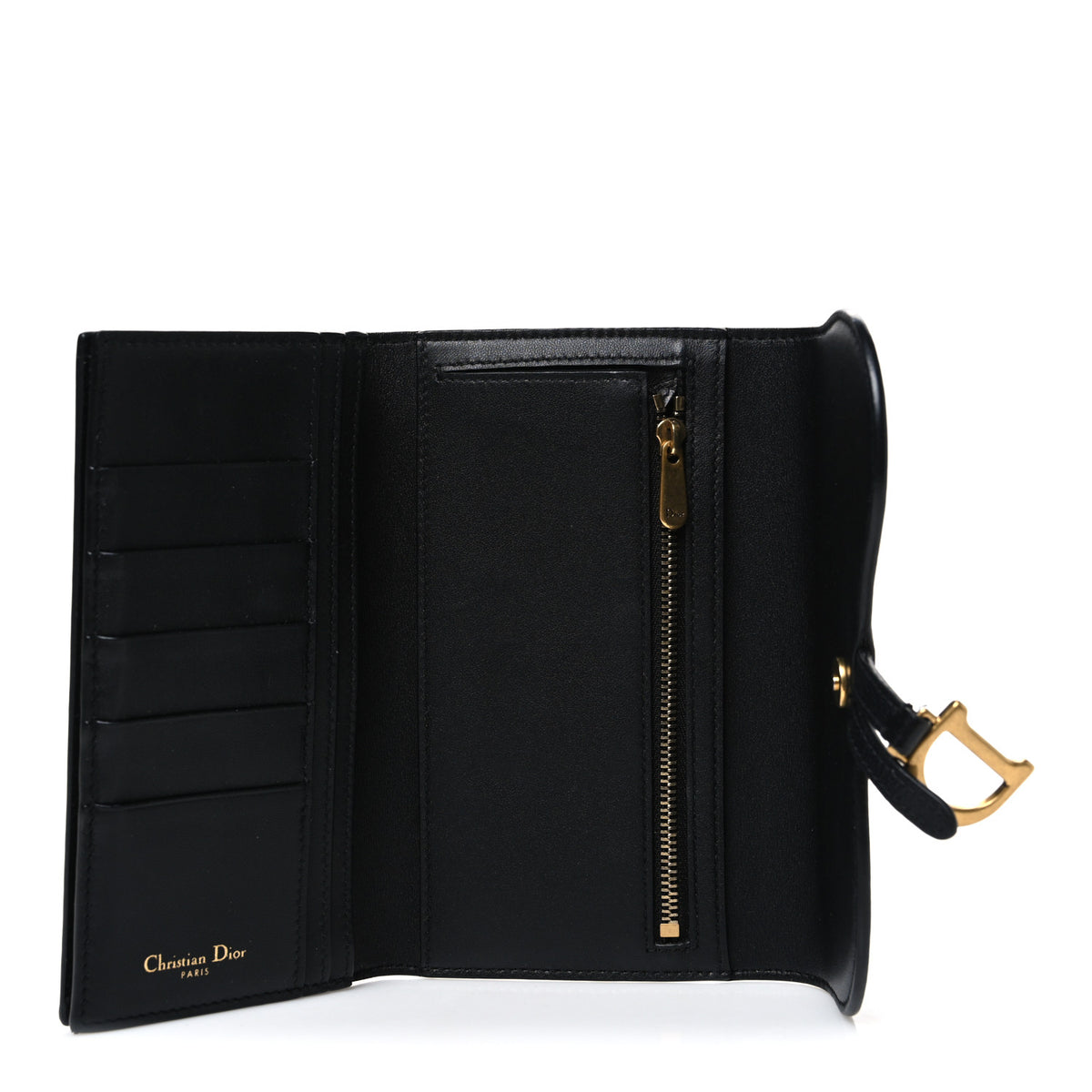 Christian Dior Goatskin Saddle Long Wallet Black 5 of 7