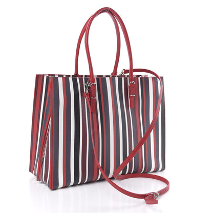 Balenciaga Veau Striped Papier B4 Zip Around Tote Variante Rouge 3 of 10