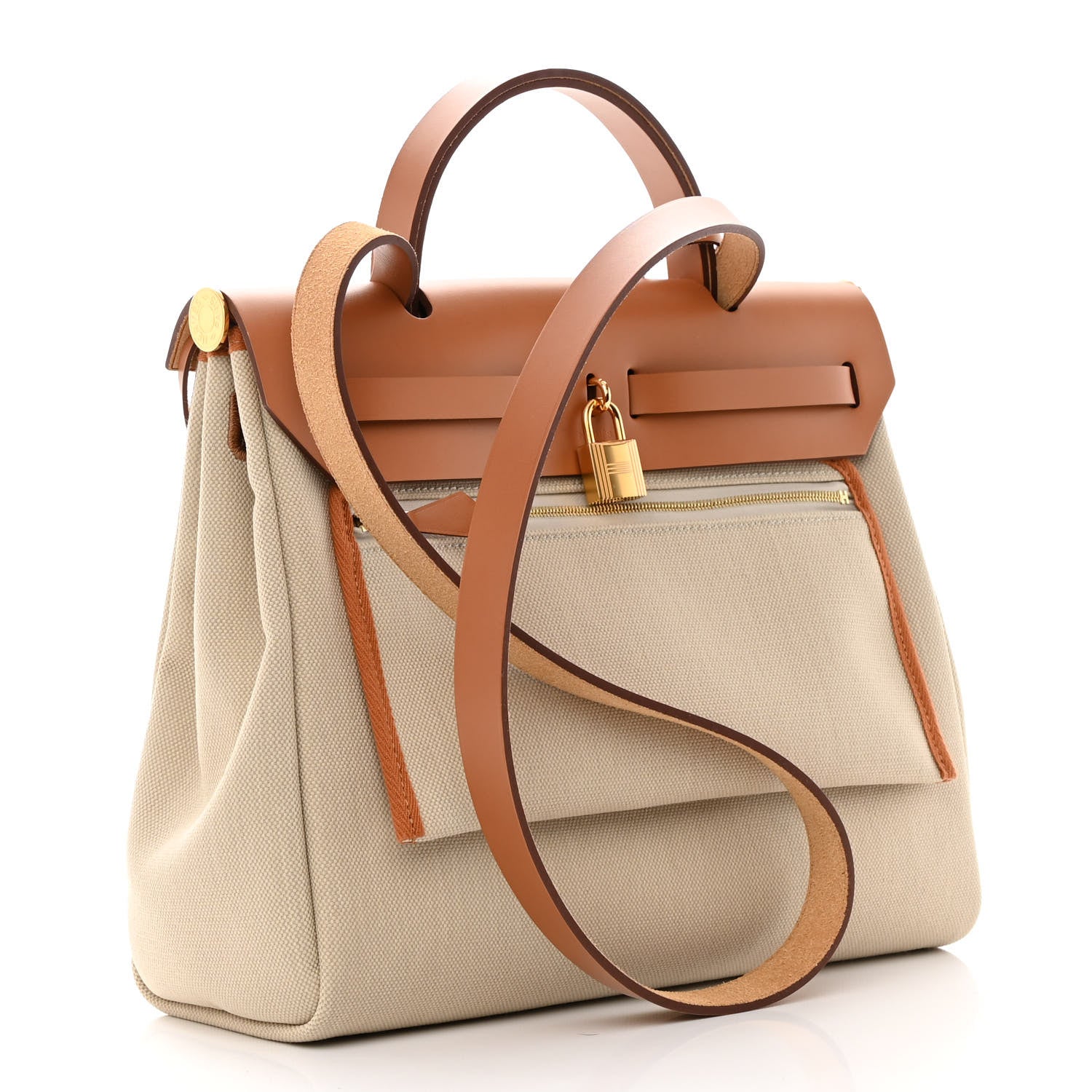 Hermes Vache Hunter Criss Viking Herbag Zip Retourne 31 PM Ecru Beige Naturel 4 of 13