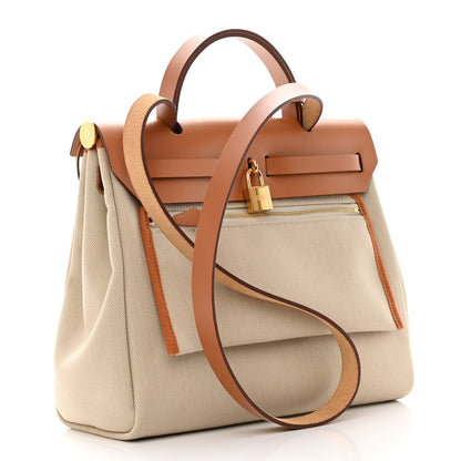 Hermes Vache Hunter Criss Viking Herbag Zip Retourne 31 PM Ecru Beige Naturel 4 of 13