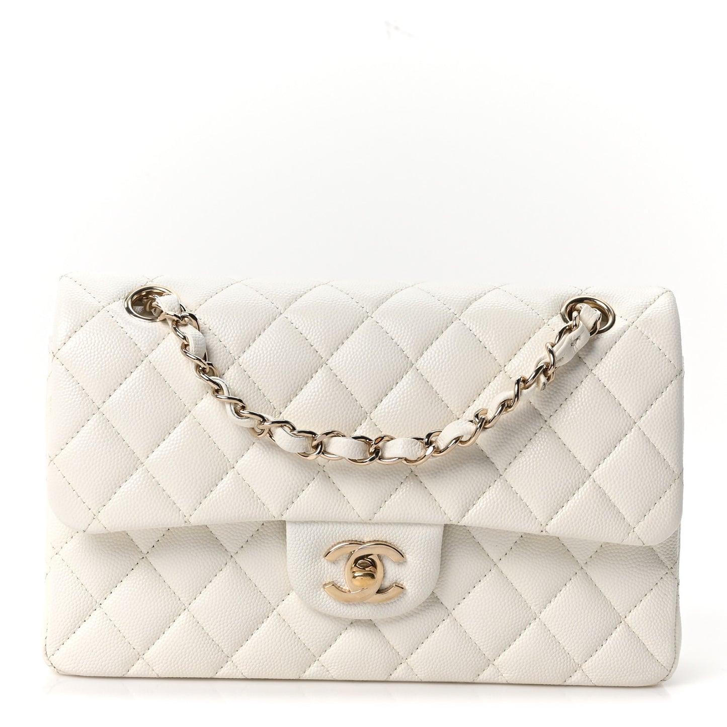 Caviar Quilted Small Double Flap White
