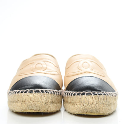 Chanel Lambskin CC Espadrilles 39 Beige Black 2 of 9