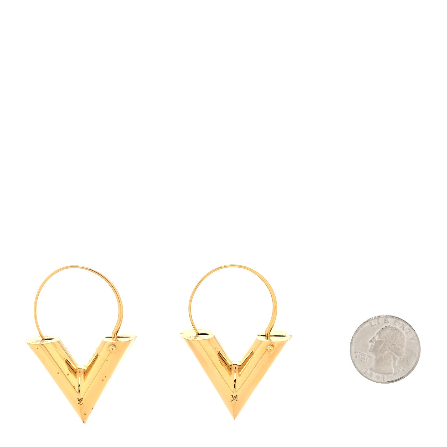 Brass Essential V Hoop Earrings Gold