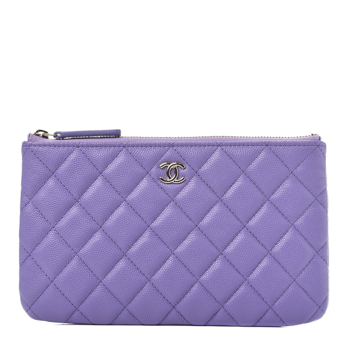 Caviar Quilted Small Zipped Pouch Purple