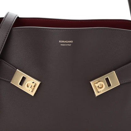 Salvatore Ferragamo Calfskin Medium Hug Soft Bicolor Shoulder Bag Oxblood Borgogna 7 of 9