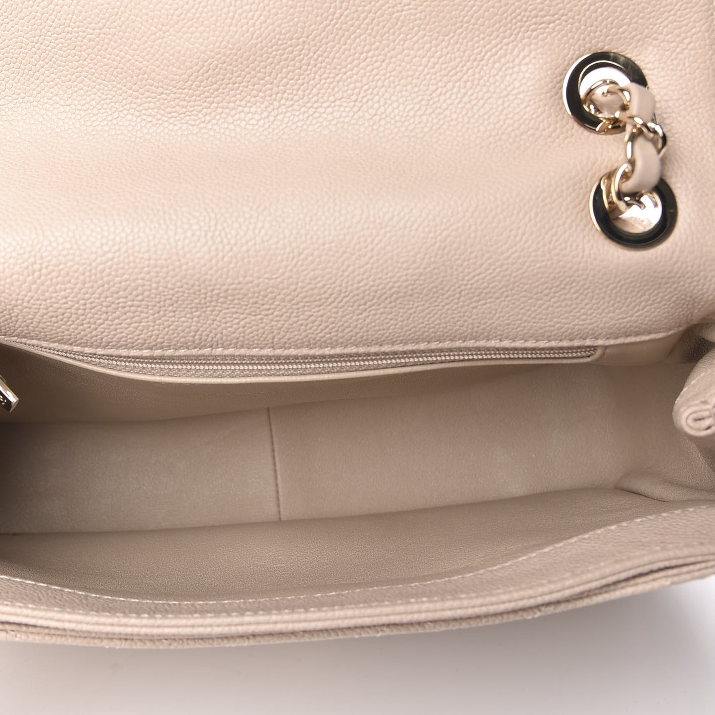 Caviar Quilted Flap Light Beige