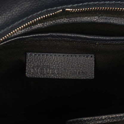 Alexander McQueen Pebbled Calfskin Small Skull Padlock Zip Around Tote Navy 6 of 7