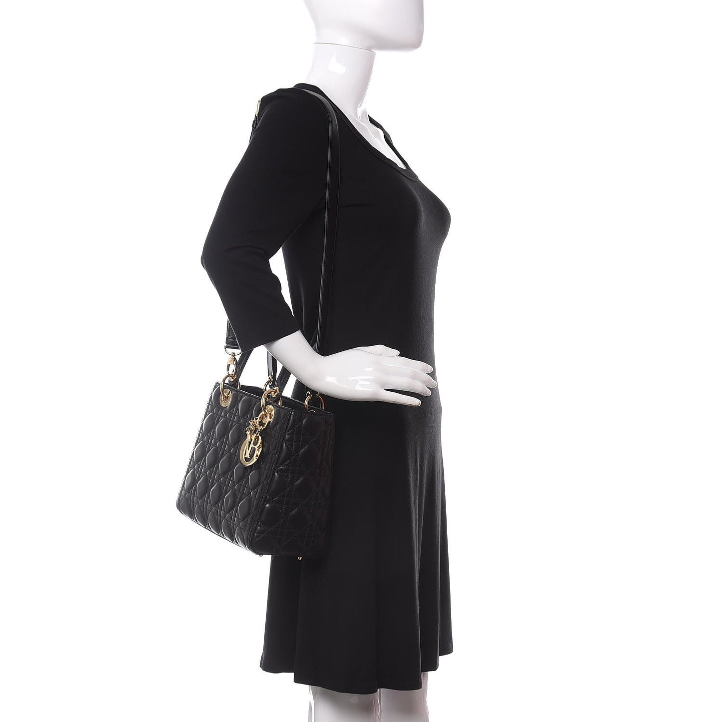 Lambskin Cannage Medium Lady Dior Black