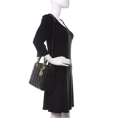 Christian Dior Lambskin Cannage Medium Lady Dior Black 2 of 10