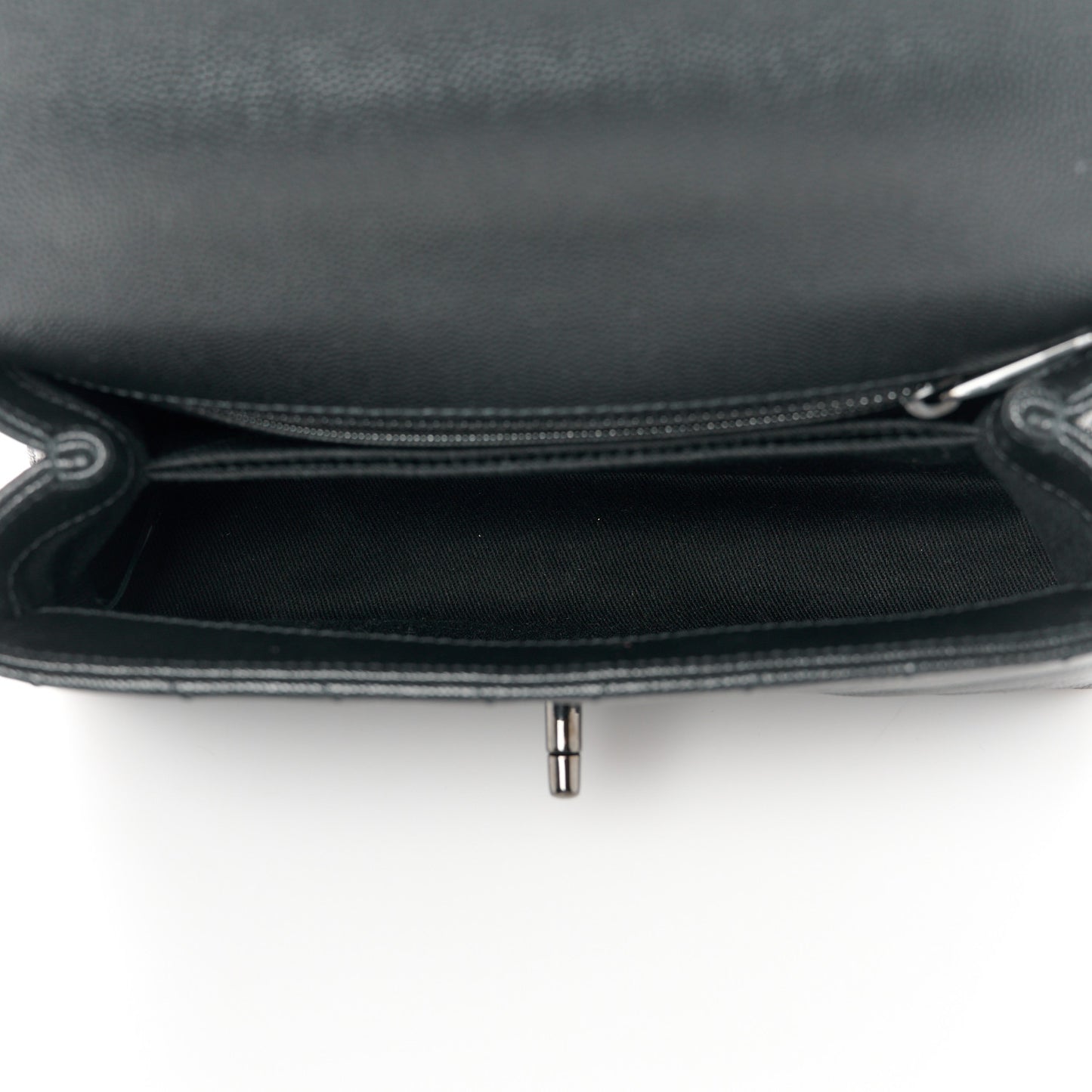 Caviar Chevron Quilted Mini Coco Handle Flap So Black