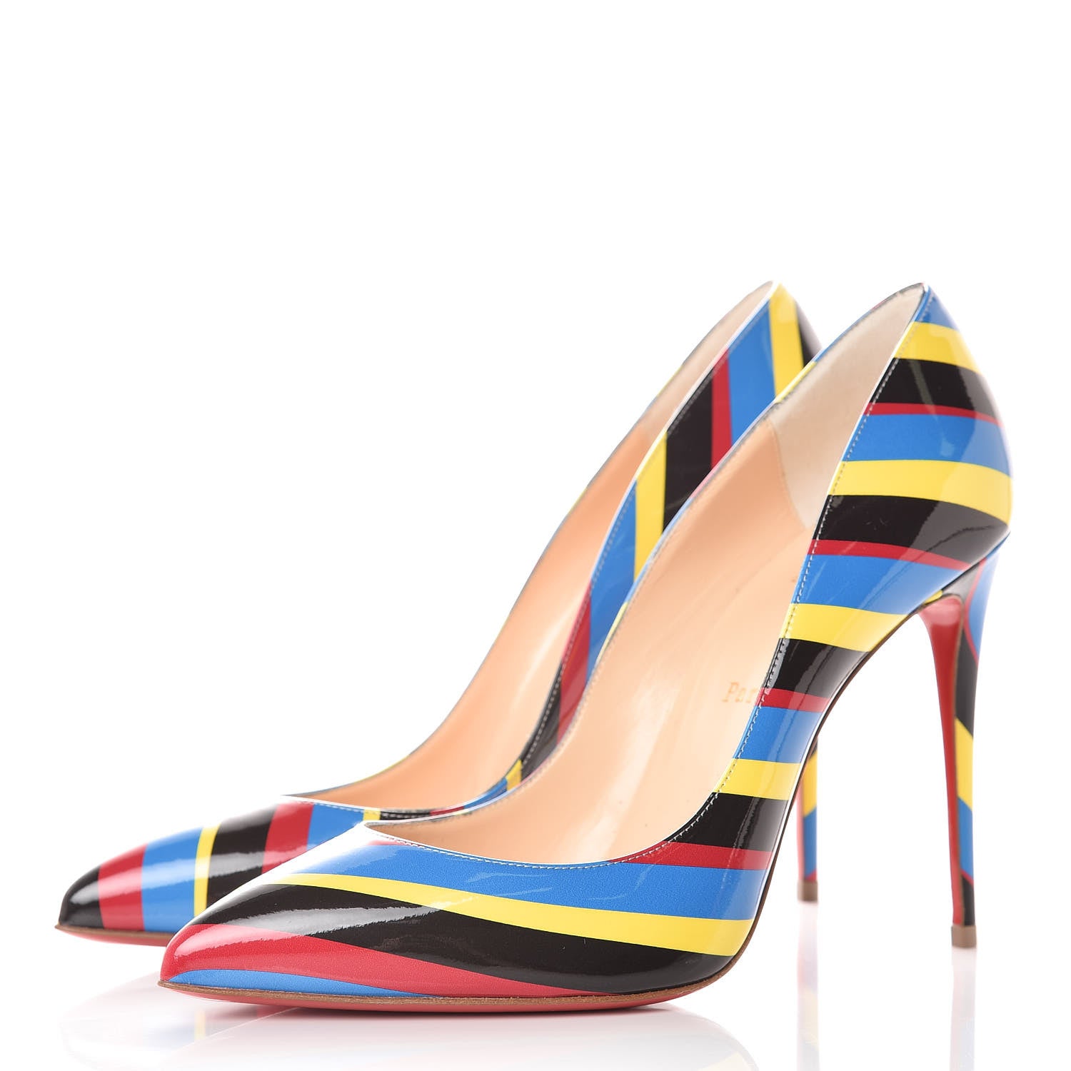 Christian Louboutin Patent Airstripe Pigalle Follies 100 Pumps 39.5 Multi 3 of 8
