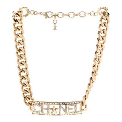 Chanel Crystal Chain Link Choker Necklace Gold 3 of 6