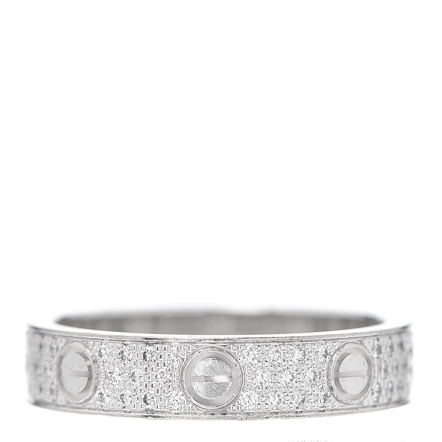18K White Gold Diamond 4mm LOVE Wedding Paved Band Ring 51 5.75