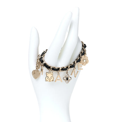 Chanel Lambskin Crystal CC Logo Charming Bracelet Gold Black 4 of 5