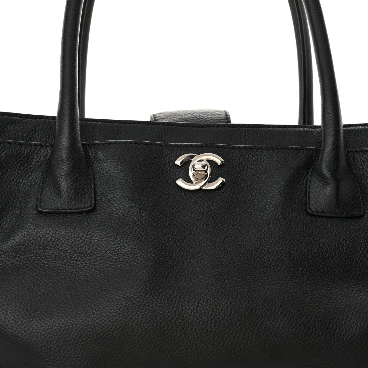 Calfskin Cerf Executive Shopper Tote Black