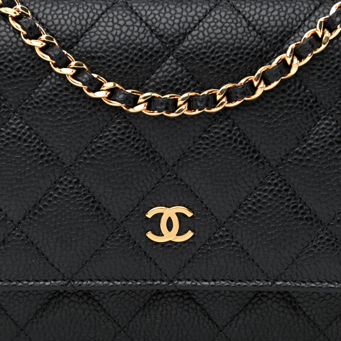 Caviar Quilted Wallet On Chain WOC Black