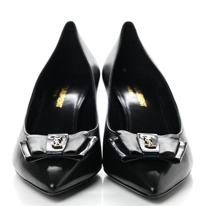 Saint Laurent Calfskin Bow Anais Pumps 36 Black 2 of 9