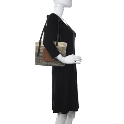 Loewe Textile Calfskin Small Square Basket Tote Bag Tan Black 2 of 11