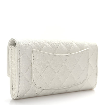 Chanel Caviar Quilted Large Gusset Flap Wallet White 3 of 10